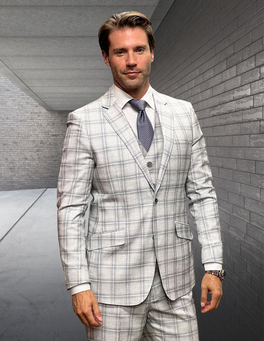 Statement - Men's Modern Fit 3Pc Suit Flat Front Pants
