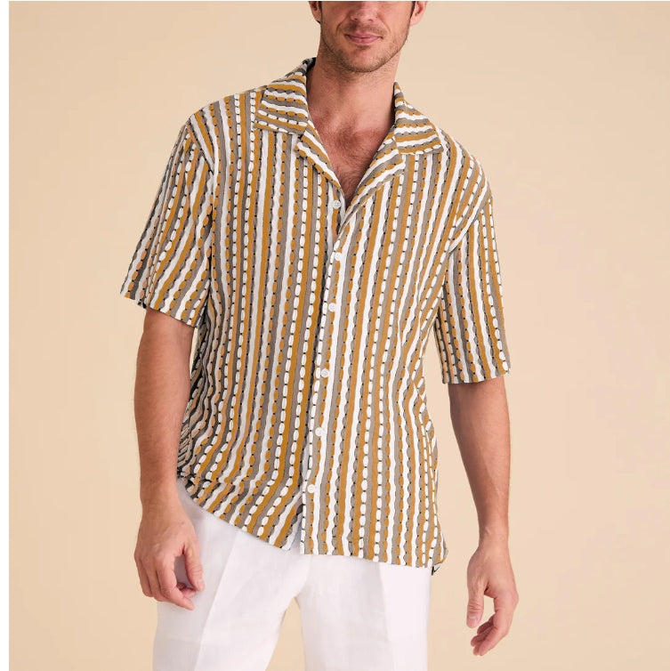 Inserch - Men's Short Sleeve Knit Camp Collar Shirt