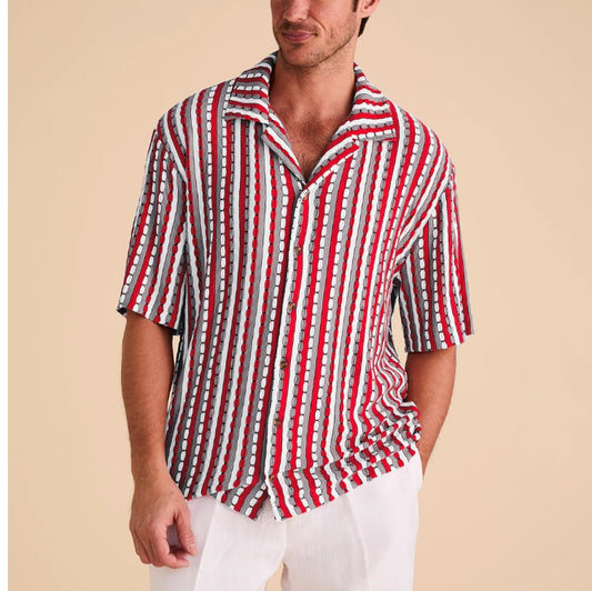 Inserch - Men's Short Sleeve Knit Camp Collar Shirt