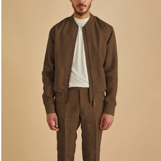 Inserch - Men's Linen Bomber Jacket