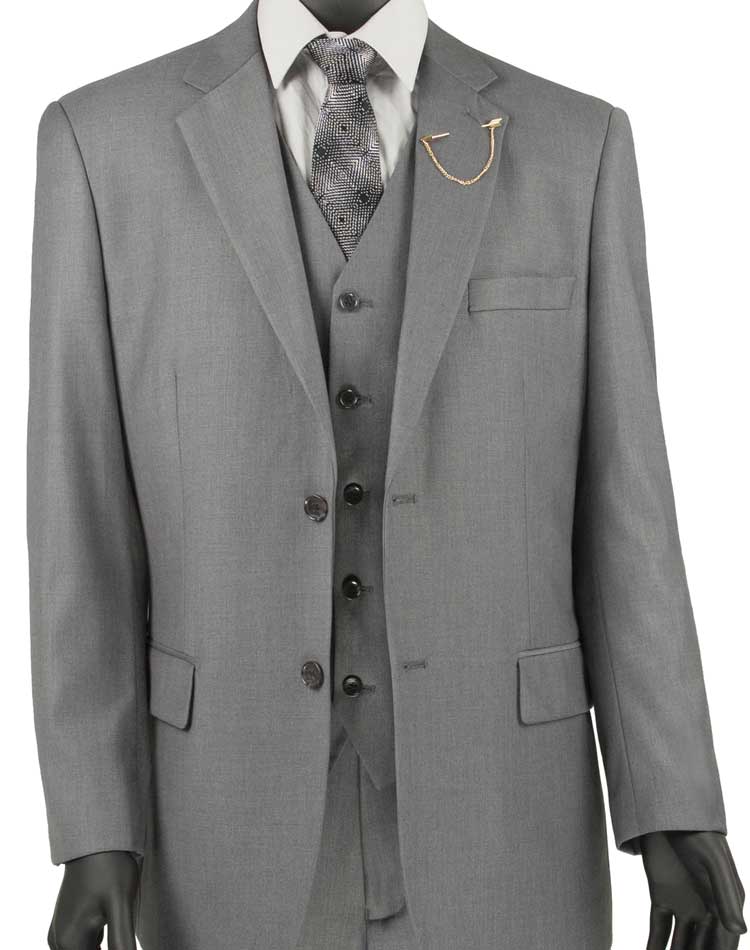 Vinci - Men's Classic Fit 3 Pieces Vested Solid Color Suits