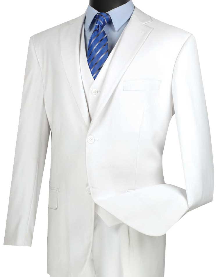 Vinci - Men's Classic Fit 3 Pieces Vested Solid Color Suits