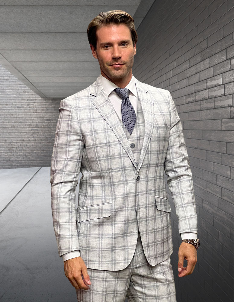 Statement - Men's Modern Fit 3Pc Suit Flat Front Pants