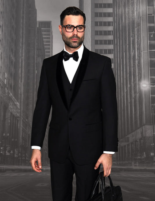 Statement - Men's Velvet Shawl Lapel Single Breasted Tuxedo 3PC
