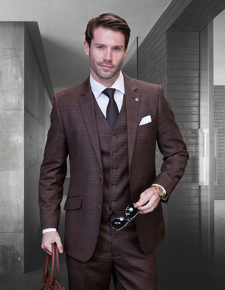 Statement - Tailored Fit 3Pc Suit Satori Copper
