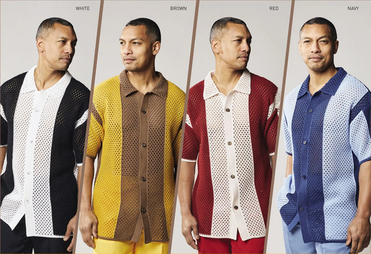 Silversilk - Men's Fancy Crochet Knit Shirt