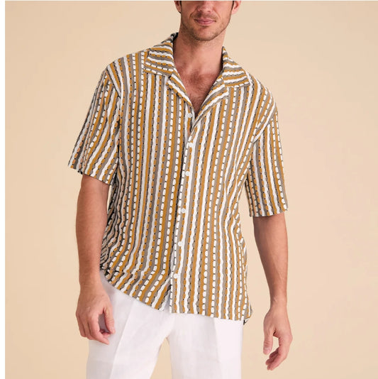 Inserch - Men's Short Sleeve Knit Camp Collar Shirt