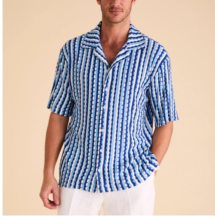 Inserch - Men's Short Sleeve Knit Camp Collar Shirt