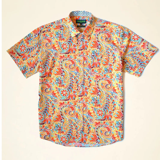 Inserch - Men's Short Sleeve Paisley Print Shirt