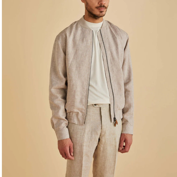 Inserch - Men's Linen Bomber Jacket