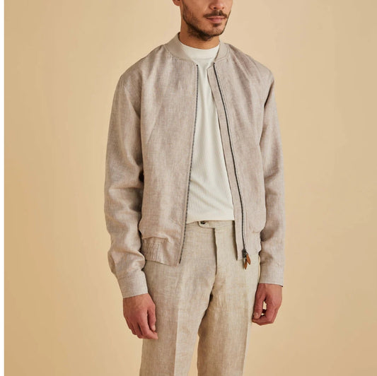 Inserch - Men's Linen Bomber Jacket