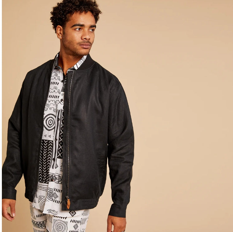 Inserch - Men's Linen Bomber Jacket
