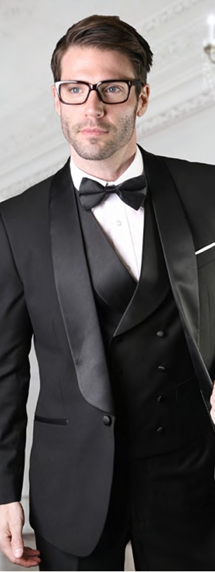 Statement - Men's Satin Lapel Double Breasted Tuxedo 3PC