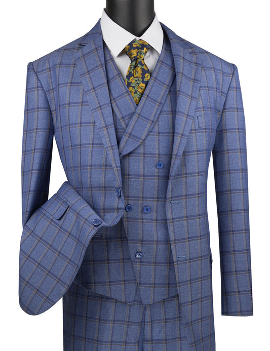 Vinci - Men's Single Breasted Classic 3 Pieces Suit