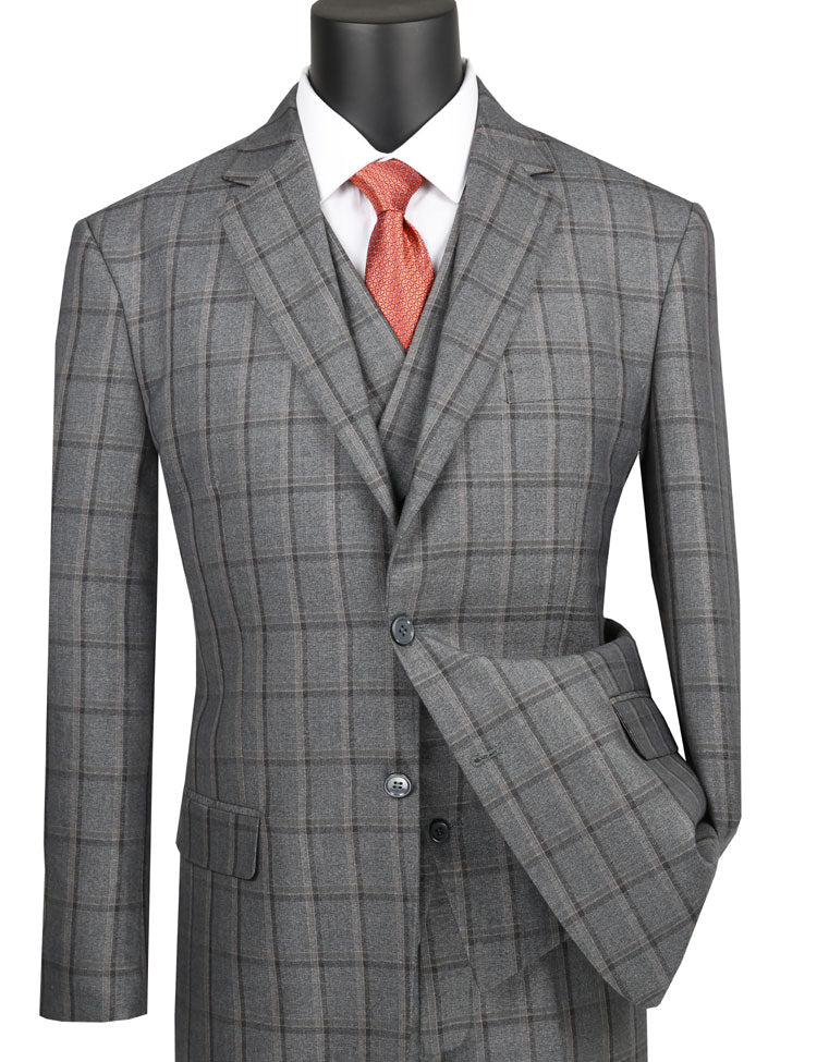 Vinci - Men's Single Breasted Classic 3 Pieces Suit