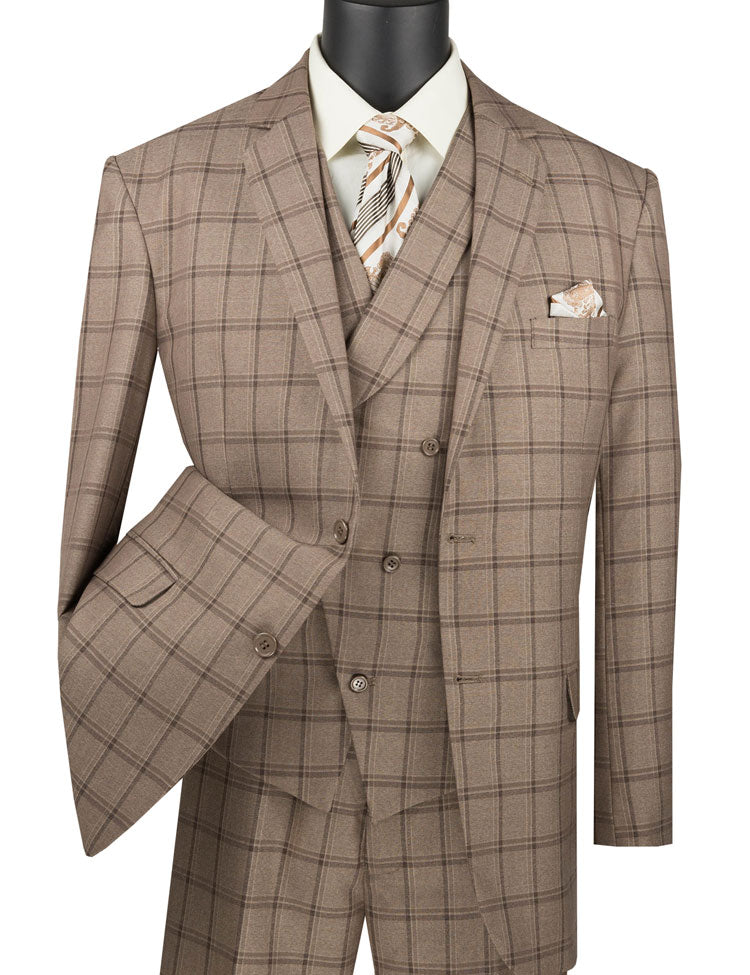 Vinci - Men's Single Breasted Classic 3 Pieces Suit