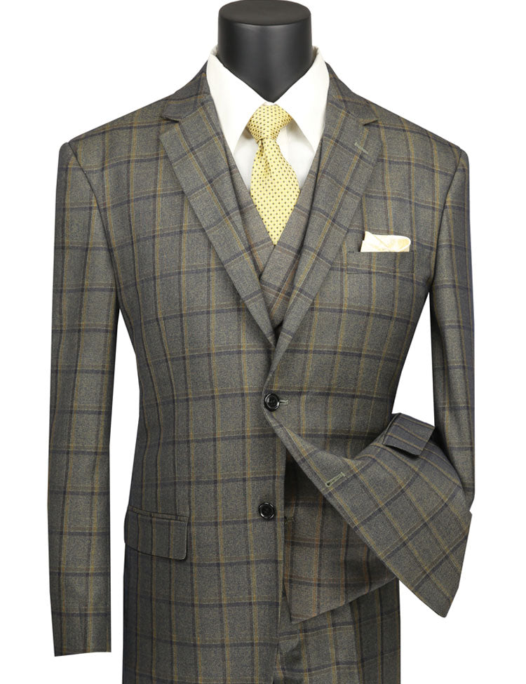 Vinci - Men's Single Breasted Classic 3 Pieces Suit