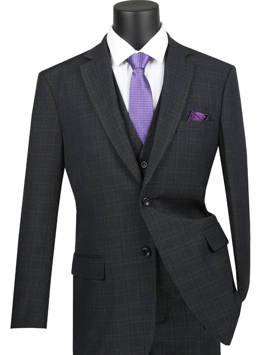 Vinci - Men's Luxurious Wool Feel 3 Pieces Suits