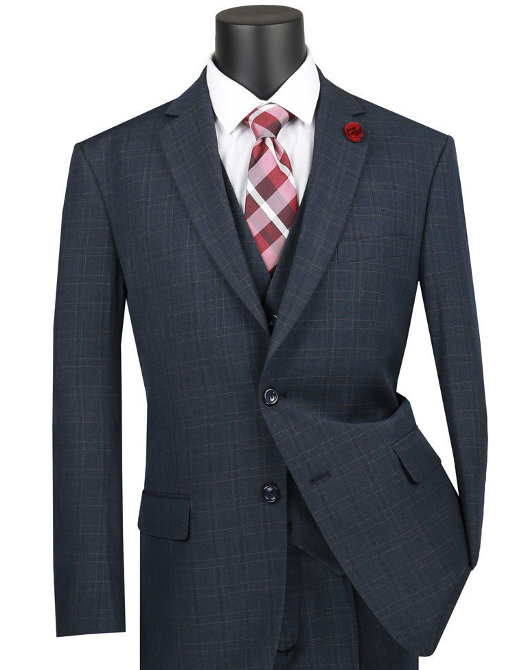 Vinci - Men's Luxurious Wool Feel 3 Pieces Suits