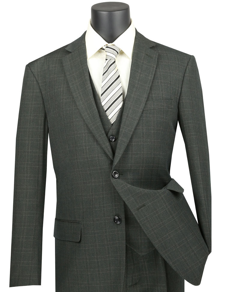 Vinci - Men's Luxurious Wool Feel 3 Pieces Suits