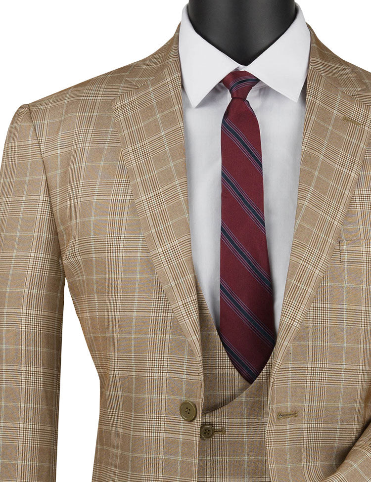 Vinci - Men's Classic Single Breasted 3 Pieces Suits