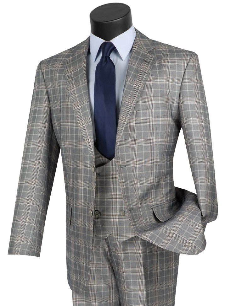 Vinci - Men's Classic Single Breasted 3 Pieces Suits